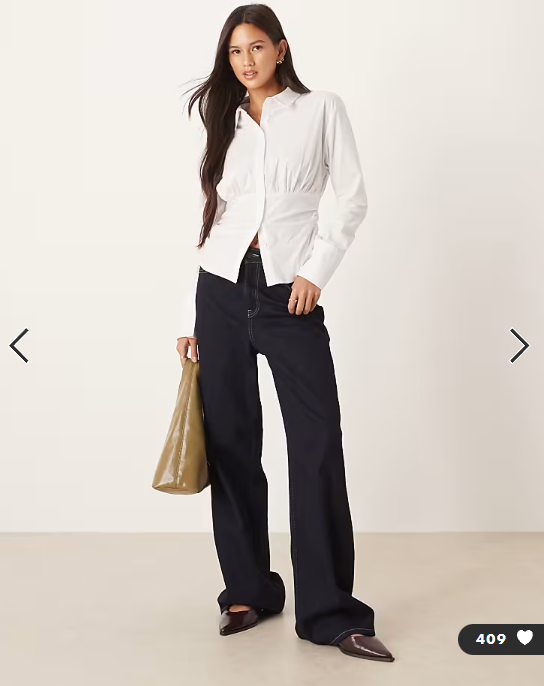 ASOS DESIGN fitted ruched shirt in white