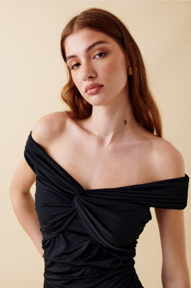 Twisted mini off shoulder dress