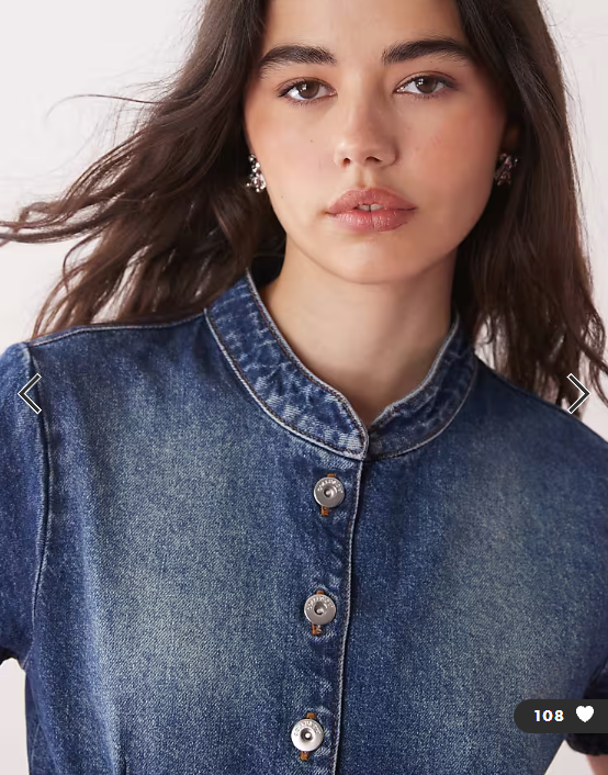 COLLUSION festival denim button through shirt co ord in vintage wash