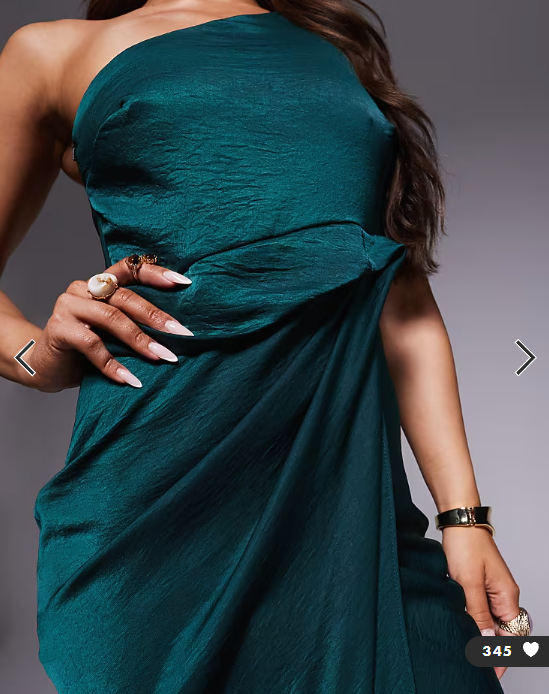 Asos - one shoulder satin knot detail maxi dress in dark green