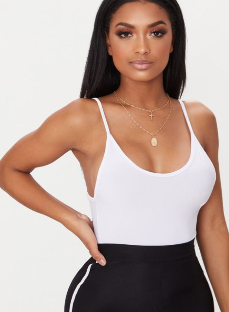Shape White Strappy Scoop Back Bodysuit