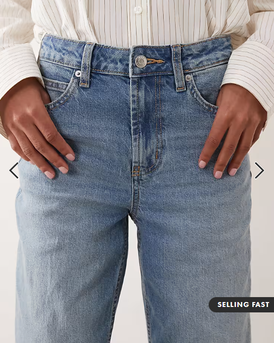 ASOS DESIGN ankle grazer comfort stretch straight leg jeans in authentic mid blue