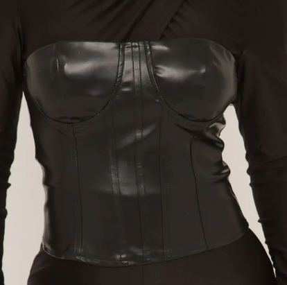 Corset With Pu Underwired Corset