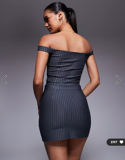 ASOS DESIGN co-ord bengaline micro mini skirt with pocket detail in grey pinstripe