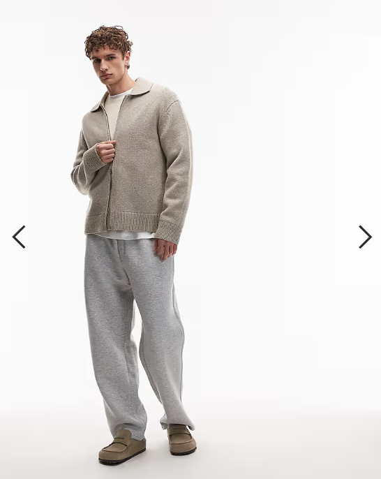 ARKET pure wool half zip oversized polo jumper in washed beige