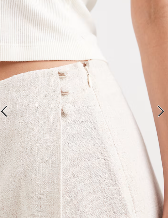 ASOS DESIGN linen look wrap skort in natural