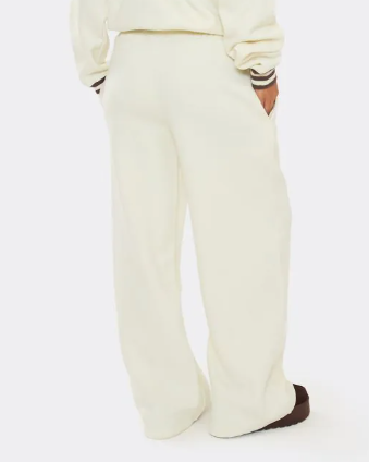 Ego - Drawstring Tie Waist Straight Leg Joggers In Cream