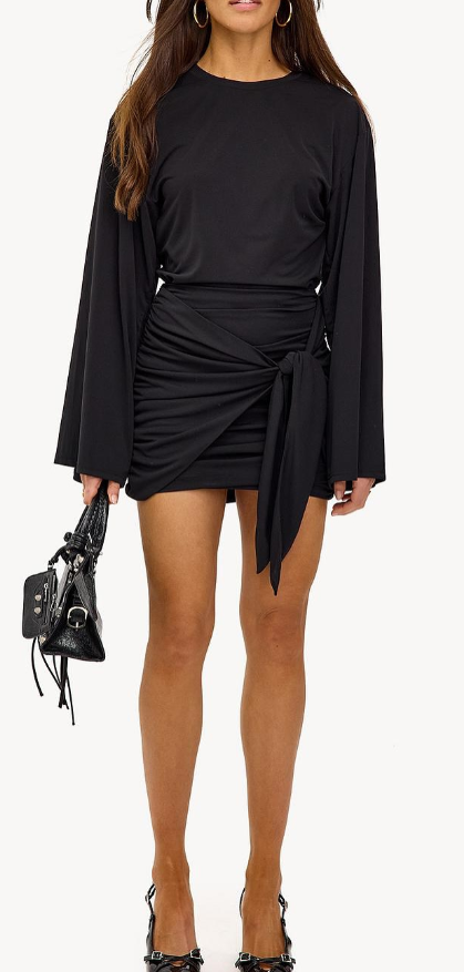 Loavies - Perfectly yours always Black dress with pleats and bow detail