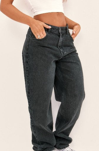 Black High Rise Boyfriend Jeans