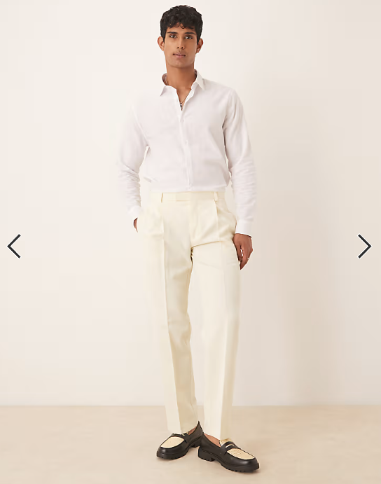 ASOS DESIGN straight leg smart trousers in buttermilk yellow