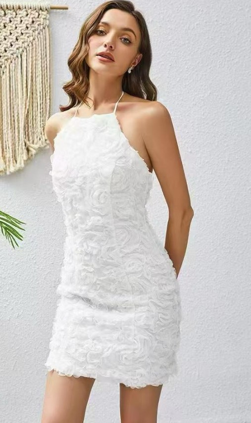 OhPolly-Floral Halterneck Backless Short Dress