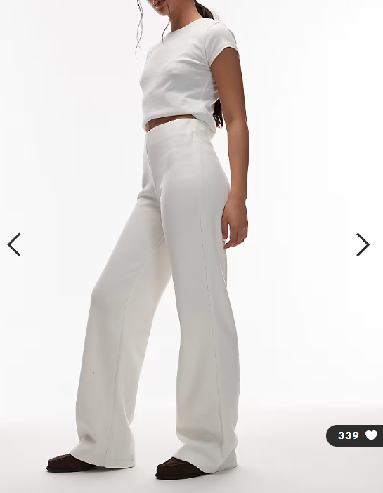 ASOS DESIGN Supersoft wide leg trouser in cream - WHITE