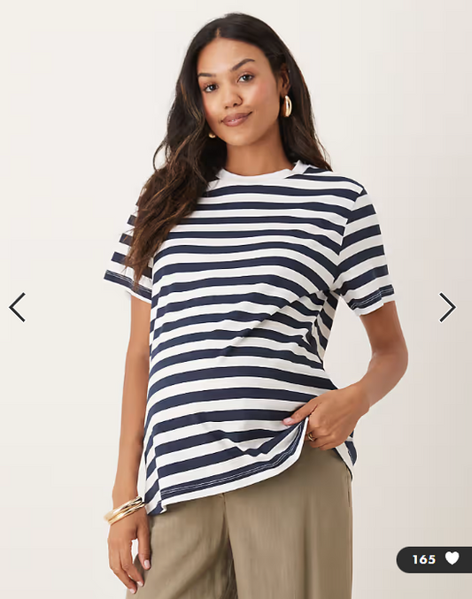 ASOS DESIGN Maternity regular fit t-shirt in navy stripe