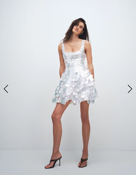 ASOS DESIGN bridal large disc sequin square neck mini dress