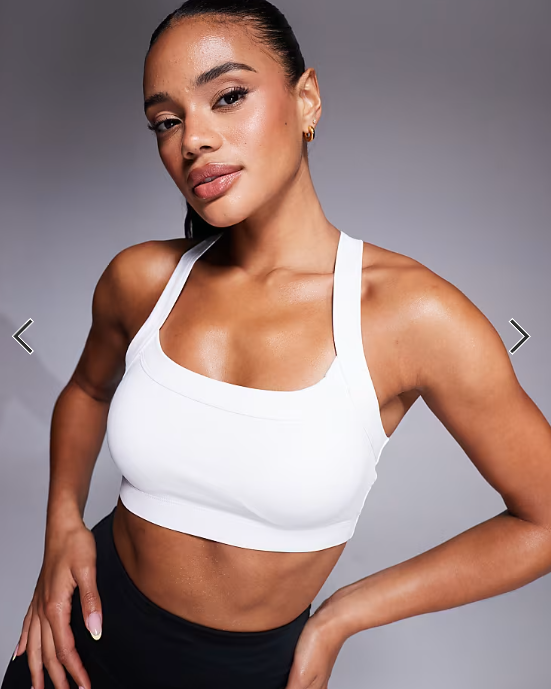 4505 Icon medium support square neck sports bra with adjustable straps in white