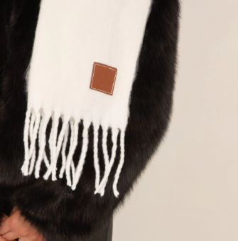 Oversized Fringe Hem Detail Scarf In White