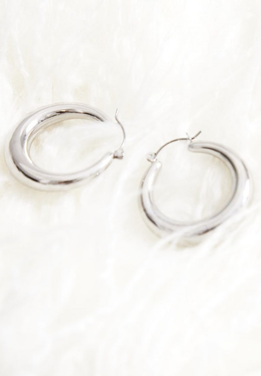 Silver Hoop Circular Earrings