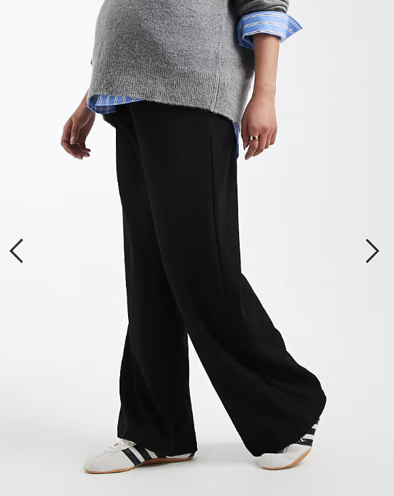 Mamalicious Maternity over the bump wide leg jersey trousers in black