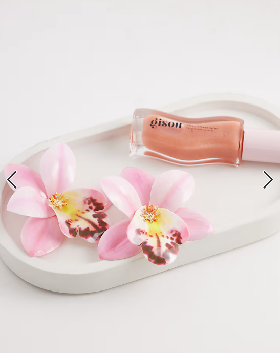 Kaiia exclusive 3D orchid flower stud earrings in pink
