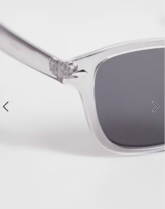 ASOS DESIGN square sunglasses in crystal grey frame with smoke lens