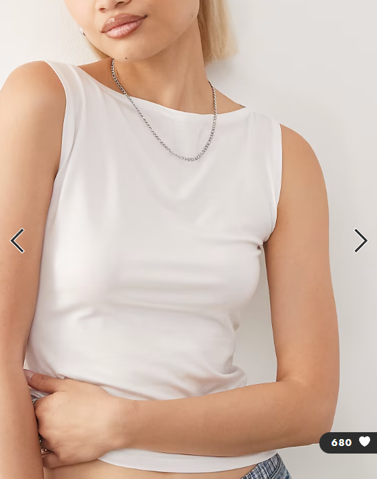 Weekday Annie super soft boat neck tank top in white