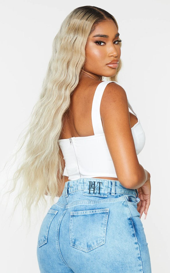 Shape White Woven Corset Crop Top