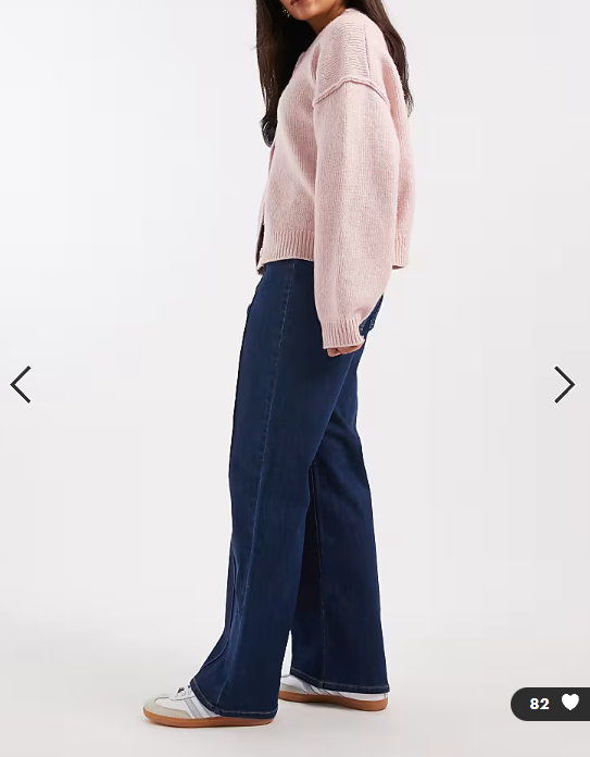 ONLY Becky high waist front seam jeans in dark blue denim