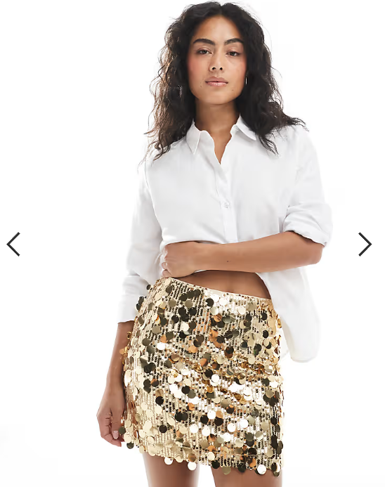 ASOS DESIGN mixed sequin mini skirt in gold