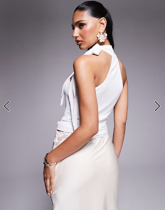 Princess Polly Anderstone slinky scarf neck tie top in white