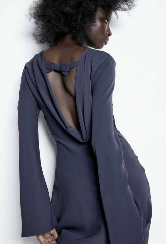 H&M - COWL-BACK DRESS - Navy