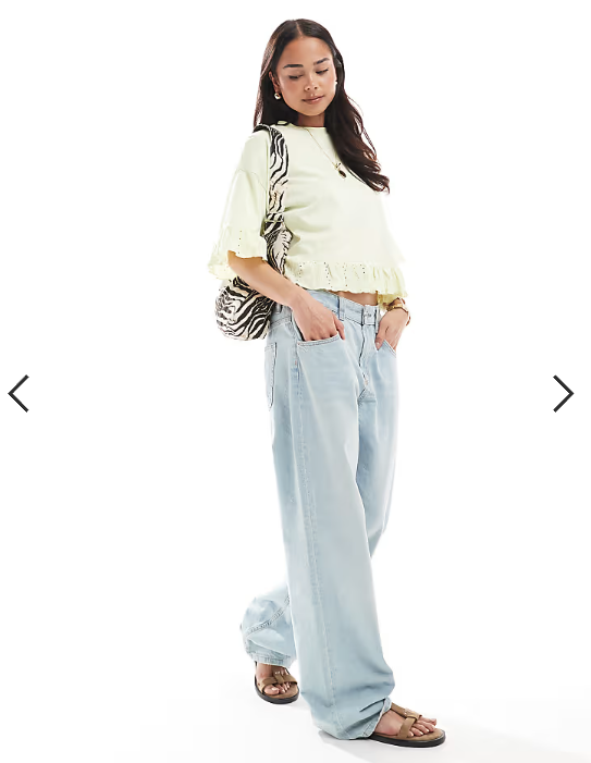 Miss Selfridge ruffle hem t-shirt in butter
