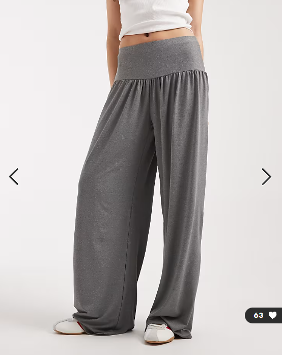 ASOS DESIGN wide waistband slouchy trouser co-ord with button detail in grey marl