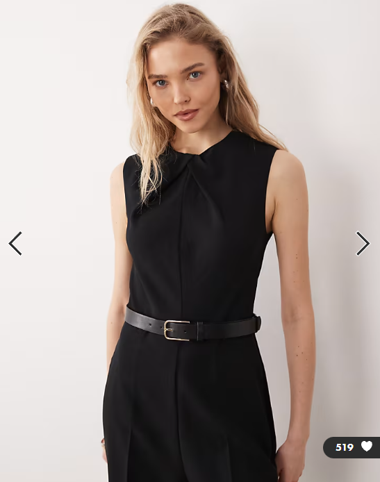 Mango high neck sleeveless jumpsuit with statement belt in black