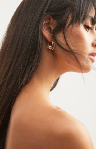 Crossed Pearl Hoop