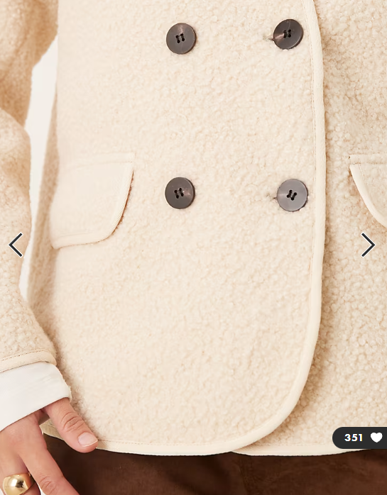 VILA teddy jacket with button details in cream