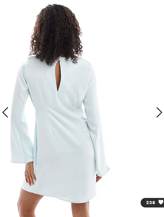 Vero Moda bell sleeve satin mini dress in icy blue
