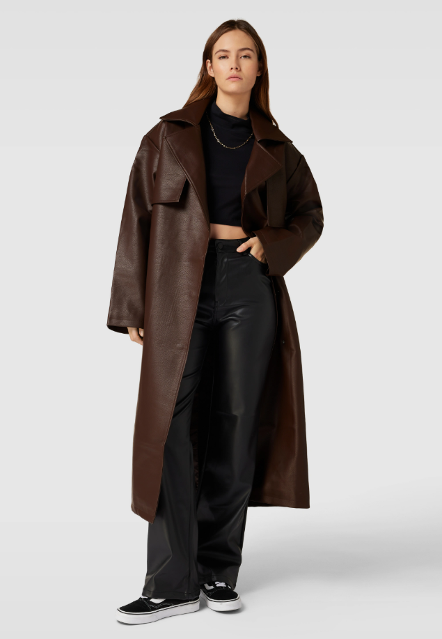 Oversized PU Trench Coat