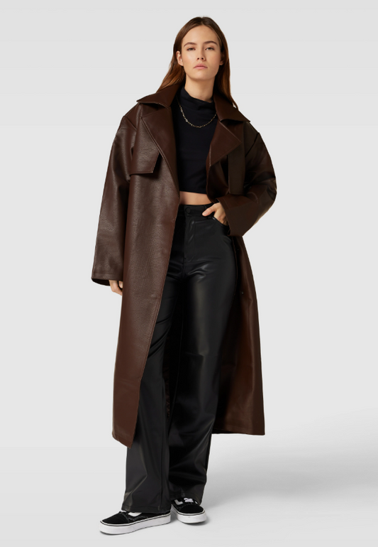 Oversized PU Trench Coat