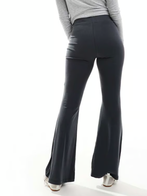Monki - super soft low waist flare jersey trousers in black