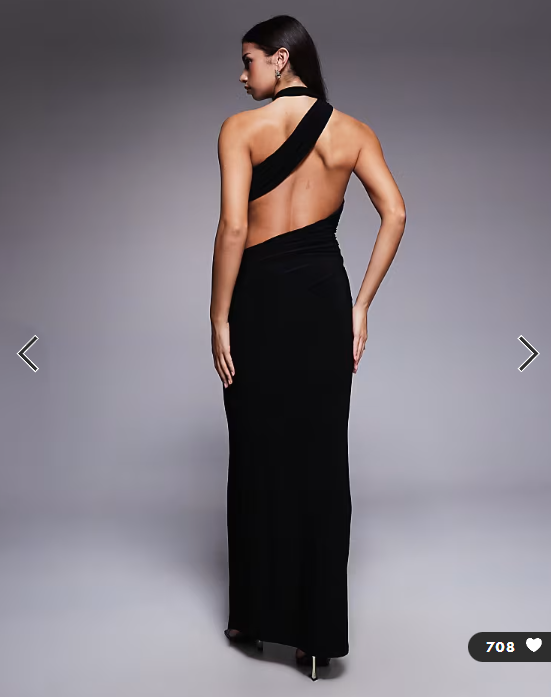 ASOS DESIGN halter maxi dress with ring detail in black
