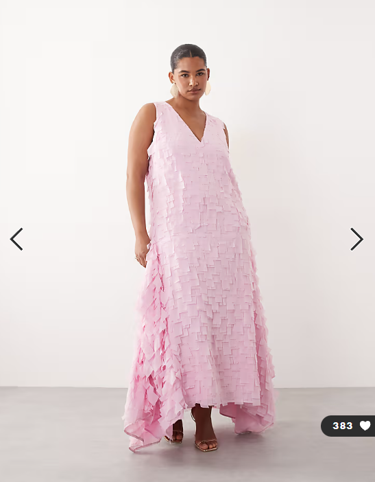 ARRANGE Curve textured square cut maxi dress in pink
