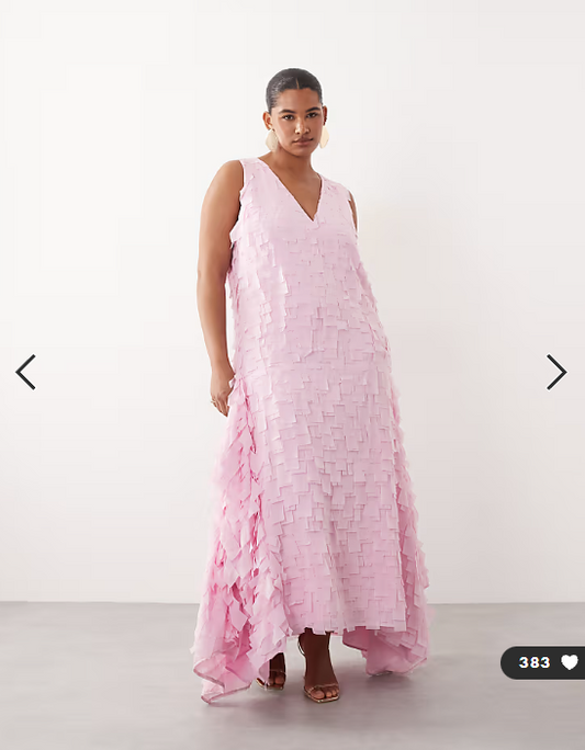 ARRANGE Curve textured square cut maxi dress in pink