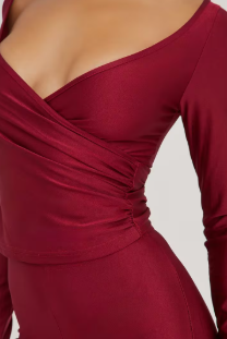 Ego -Long Sleeve Plunge Wrap Detail Top