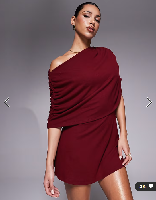 ASOS DESIGN supersoft cape overlay mini dress in burgundy