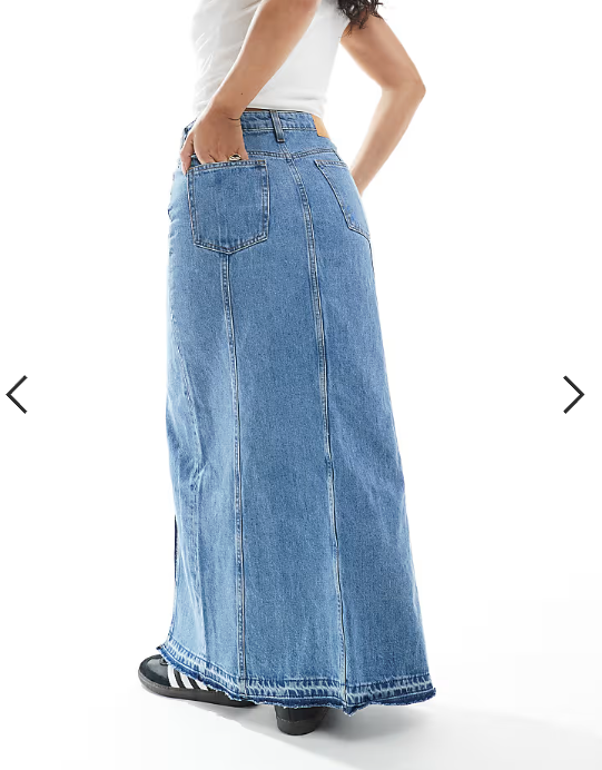 Monki western style denim maxi skirt in vintage blue wash