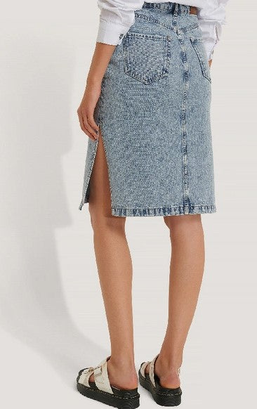 Side Slit Denim Skirt