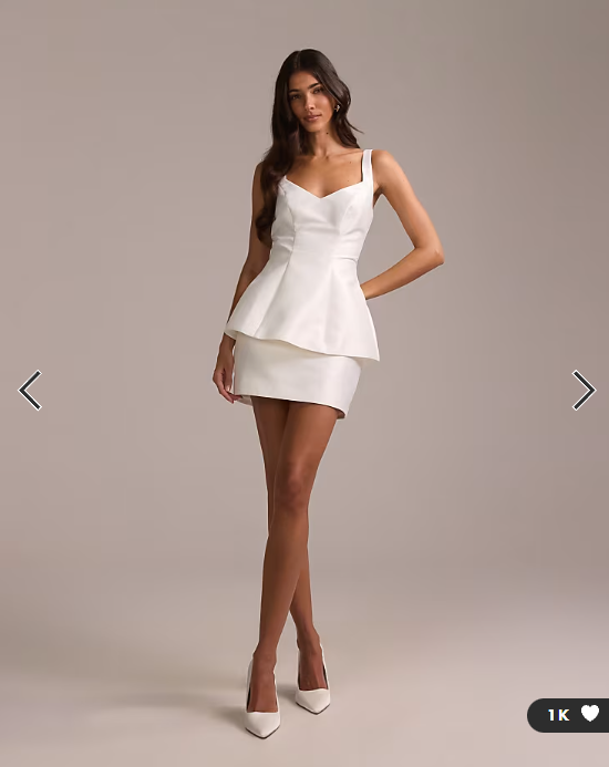 ASOS DESIGN structured peplum wedding mini dress in ivory