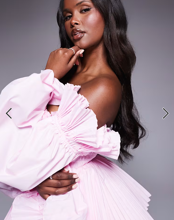 ASOS LUXE cotton poplin extreme pleated skater dress in pink
