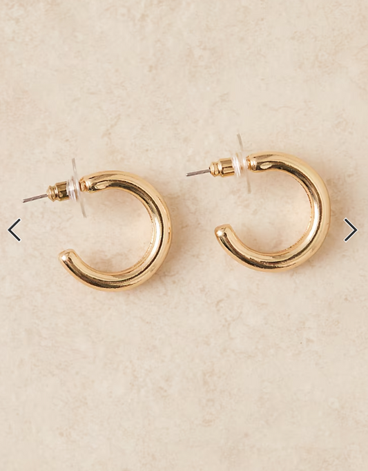 DesignB London 25mm chunky hoop earrings in gold