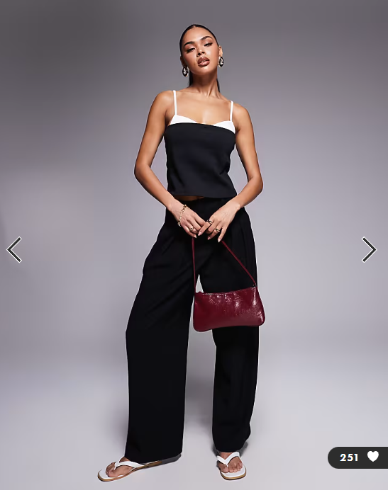ASOS DESIGN ponte mix fabric top in black and white